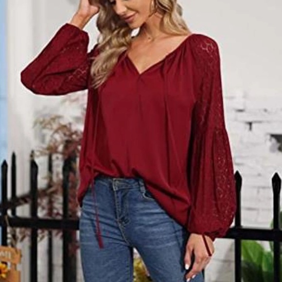 Womens Balloon Sleeve Blouse Top in Brick Red Size 2XL NIB - Picture 1 of 12